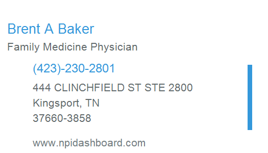 Dr. Brent Baker, M.D. - Family Medicine Physician in Kingsport, TN (NPI ...